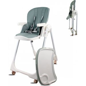 Mobiclinic Simba Kinderstoel met wielen - In hoogte verstelbaar - Inklapbaar - Verwijderbaar blad - Verstelbaar Baby Eetstoel - Steunharnas - 5-puntsgordel - Wielen met rem - Wasbare en afneembare stof - Kinderzitje