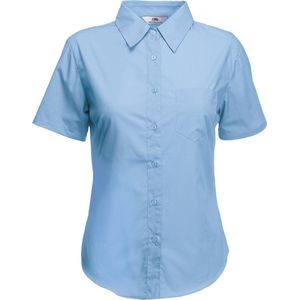 Fruit Of The Loom Vrouwen Dames-Fit Poplin Overhemd Korte Mouwen (Mid Blauw)