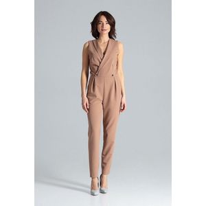 Beige Mouwloze Jumpsuit