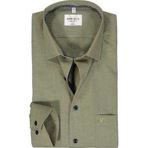 MARVELIS modern fit overhemd - structuur - olijfgroen - Strijkvrij - Boordmaat: 42