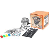 Bingoset Retr-Oh! - Metaal - 20 cm - Bingomolen - 75 Bingoballen - Herbruikbare Bingokaarten