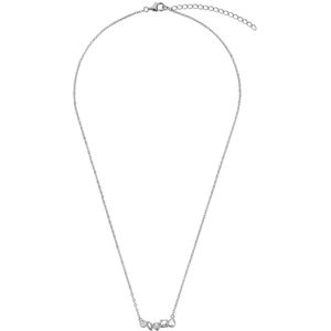 Silver necklace with white stones 40+5cm rho