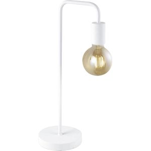 LED Tafellamp - Torna Dolla - E27 Fitting - Rond - Mat Wit - Aluminium