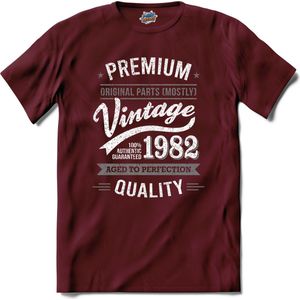 Vintage Legend Sinds 1982 - verjaardag en feest cadeau - Kado tip - T-Shirt - Unisex - Burgundy - Maat L