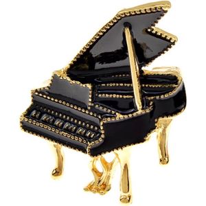 Zelto -Broche - Piano - Zwart - Goudkleur - Muziek -