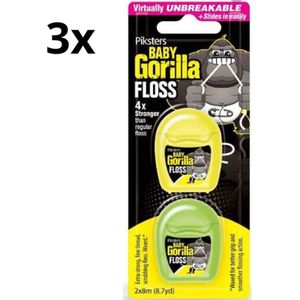 3x Piksters Gorilla Floss Waxed X-Strong Twin-Pack | 2 x 8 meter | Voordeelverpakking