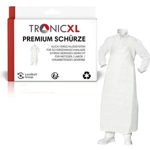 TronicXL – afwasbare short, 110cm, Berenschorten folie - schort geschikt voor laboratorium/chirurgie/dokters/slagers/schortjas wasbaar - wit