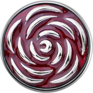 Quiges - Dames Click Button Drukknoop 18mm Bloem Roos Rood - EBCM308