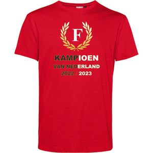 T-shirt Krans Kampioen 2022-2023 | Feyenoord Supporter | Shirt Kampioen | Kampioensshirt | Rood | maat XXL