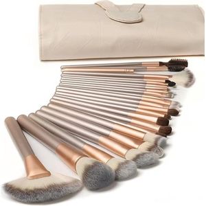 Professionele Make-up Borstels Set met 18 Stuks - Synthetische Foundation, Poeder, Blush en Oogschaduw Kit