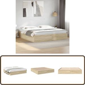 vidaXL Bedframe bewerkt hout sonoma eikenkleurig 180x200 cm