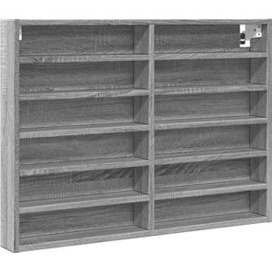 vidaXL Vitrinekast 80x8,5x58 cm bewerkt hout grijs sonoma eikenkleur - Vitrinekast - Vitrinekasten - Vitrine - Display Kast