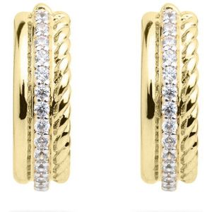 Gisser Jewels - Oorringen VGKC1003 - 14k geelgoud - met zirconia stenen - 15 mm diameter - Sieraad - Dames - Oorbellen - 14 Karaat Goud - Ø 15 mm