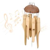 relaxdays bamboe windgong - tuindecoratie hout - windorgel groot - windspel - naturel
