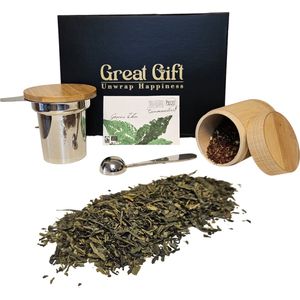 GreatGift® - Theepakket Groene Thee - Biologisch - in luxe verpakking - Cadeaupakket Met Thee - Met persoonlijke boodschap uit Sri Lanka - Uniek cadeau