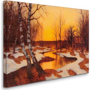 Edward Rosenberg - Solnedgång i Vinterlandskap (1921) Zonsondergang in winterlandschap (1921) - 2:3