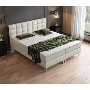 Boxspring Helmond - Beige - 160x200 cm Inclusief matras en topper