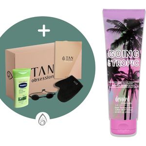 Devoted Creations ® Going Off Tropic - Zonnebankcreme - Zonnebankcremes - Zonnebank creme - Met Bronzer - Incl. Exclusieve Tan Obsession Giftbox - 250 ML