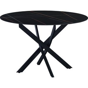 Bolt Edge Eetkamertafel - Rond - Marmerlook - Tuintafel - Zwart - 110x110cm