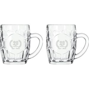 Gegraveerde set Bierpullen 55cl Papa + Mama 20 jaar getrouwd