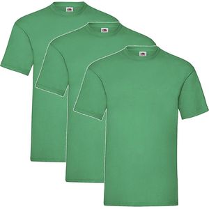 3 Pack shirts Fruit of the Loom Ronde Hals Kelly Green Maat XXXL (3XL) Valueweight