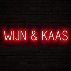 WIJN & KAAS - Lichtreclame Neon LED bord verlicht | SpellBrite | 100,17 x 16 cm | 6 Dimstanden & 8 Lichtanimaties | Reclamebord neon verlichting