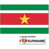 Surinaamse vlag met 2 gratis Suriname stickers