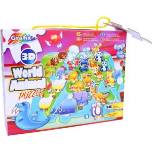 3D Vloerpuzzel Werelddieren - puzzels voor kinderen - 38 puzzelstukjes - 50 X 40 CM