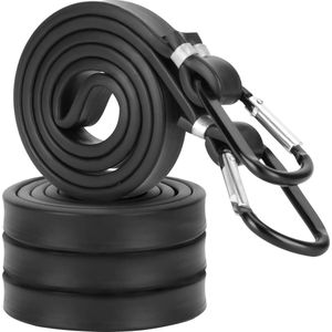Zwart elastisch spanband met karabijnhaak - Bagagebinder voor tent en fietsen vastzetten .