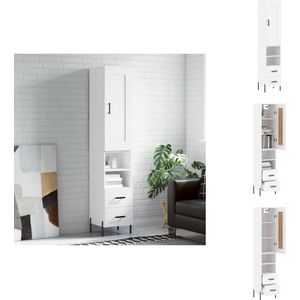vidaXL Hoge Kast - Hoge Kasten - Dressoir - Buffetkast - Hoge kast 34,5x34x180 cm bewerkt hout wit