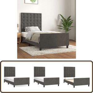 vidaXL Bedframe 90x190 cm - Donkergrijs Fluweel Bedframe - Donkere Meubels - Velvet Bed - Tweepersoons Bed - Boxspring