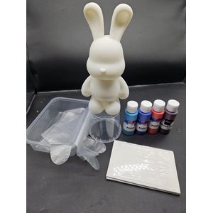 Figuur overgieten met verf - Maak je eigen kunstwerk - konijn - 21 cm - mooie tinten
