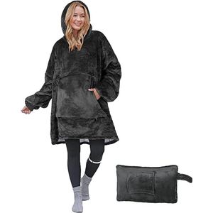 D&K™ Oversized draagbare full-body sweatshirt - Grijs - 820 gram - Hoodie Blanket - Unisex