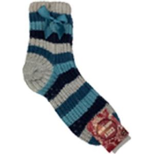 Huissokken / Kinder huissokken / Sokken KIANA - Gebreid met strepen - Blauw/ Multicolor - Maat 27/30 - Anti slip