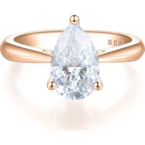 Larissa - 14k Roségouden Peer Solitair Moissanite Ring - 1 karaat