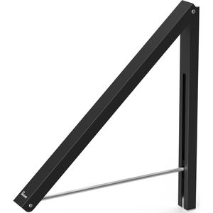 Intrekbaar wandgemonteerd kledingrek - aluminium - zwart - opvouwbaar