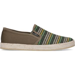 Sacha - Heren - Khaki canvas loafers met strepen - Maat 45