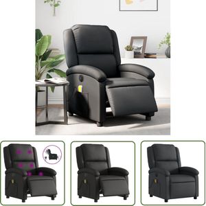 The Living Store Massagestoel verstelbaar elektrisch echt leer zwart - Massagestoel - Elektrische Fauteuil - Lederen Fauteuil - Relaxstoel - Ergonomische Stoel