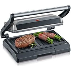 Grill Apparaat Uitneembare Platen - Contactgrill met Uitneembare Platen - Grill Plaat - Tosti Ijzer met Uitneembare Platen - 800 W, metallic Grijs/Zwart