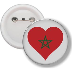 Button Met Speld - Hart Vlag Marokko
