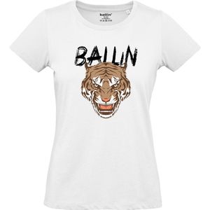 Ballin Est. 2013 - Dames Tee SS Tiger Shirt - Wit - Maat S