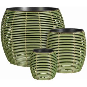 Mica Decorations Bloempot Cesena - 48x48x40 cm - Gerecycled Plastic - Groen - Set van 3