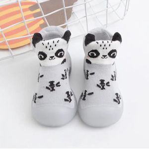 Anti-slip babyschoentjes - Soksloffen - Eerste loopschoentjes van Baby-Slofje - Grijs Panda maat 22/23