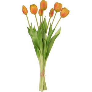 J-Line bloemenboeket Tulpen 7 Stuks - kunststof - oranje - large