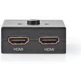 Nedis HDMI-Switch - 3 poort(en) - 1 x HDMI Input / 2x HDMI Input - 1x HDMI Output / 2x HDMI Output - 4K@60Hz - 6 Gbps - Metaal - Antraciet