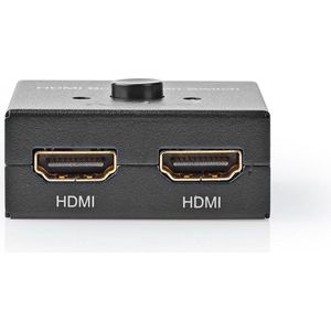 Nedis HDMI-Switch - 3 poort(en) - 1 x HDMI Input / 2x HDMI Input - 1x HDMI Output / 2x HDMI Output - 4K@60Hz - 6 Gbps - Metaal - Antraciet
