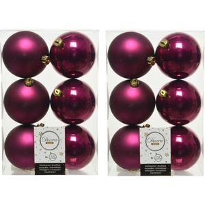 24x stuks kunststof kerstballen framboos roze (magnolia) 8 cm - Mat/glans - Onbreekbare plastic kerstballen