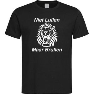 Zwart WK 2022 voetbal T-shirt met “ Niet Lullen Maar Brullen “ print Wit maat XXXXXL