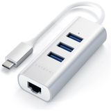 Satechi TYPE-C 3 Port USB 3.0 Hub & Ethernet - Zilver