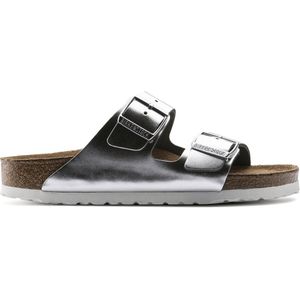 Birkenstock Arizona Dames Slippers Metallic Silver Regular-fit | Zilver | Leer | Maat 39 | 1005960